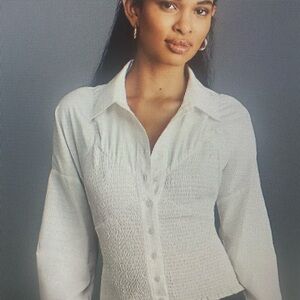 Anthropologie Ivory Button-Up Blouse